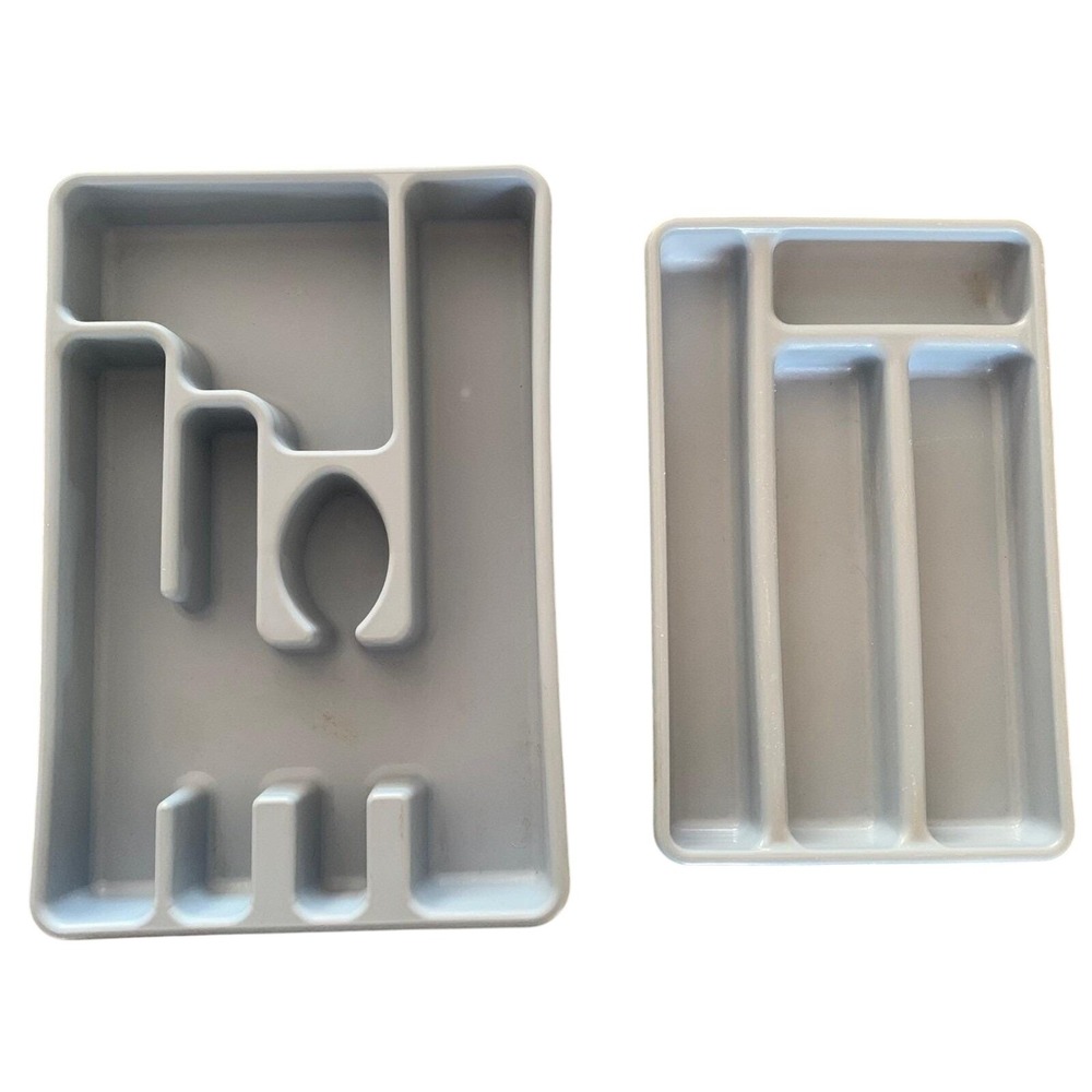 2 Vintage Rubbermaid Light Blue Plastic Drawer Organizer Trays Models 0522, 2921